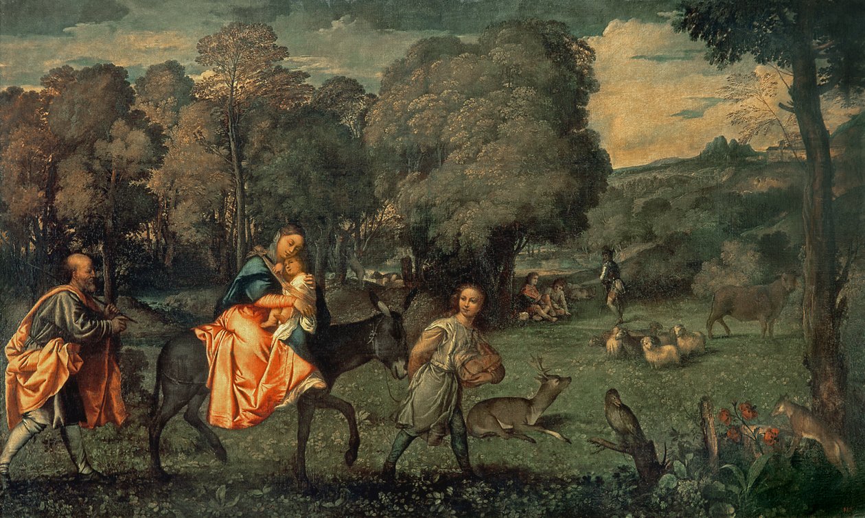 Flukten til Egypt, 1500-tallet av Tiziano Vecelli
