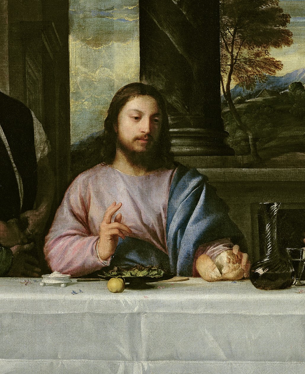 Nattverden i Emmaus, ca. 1535 (detalj av 34377) av Tiziano Vecelli