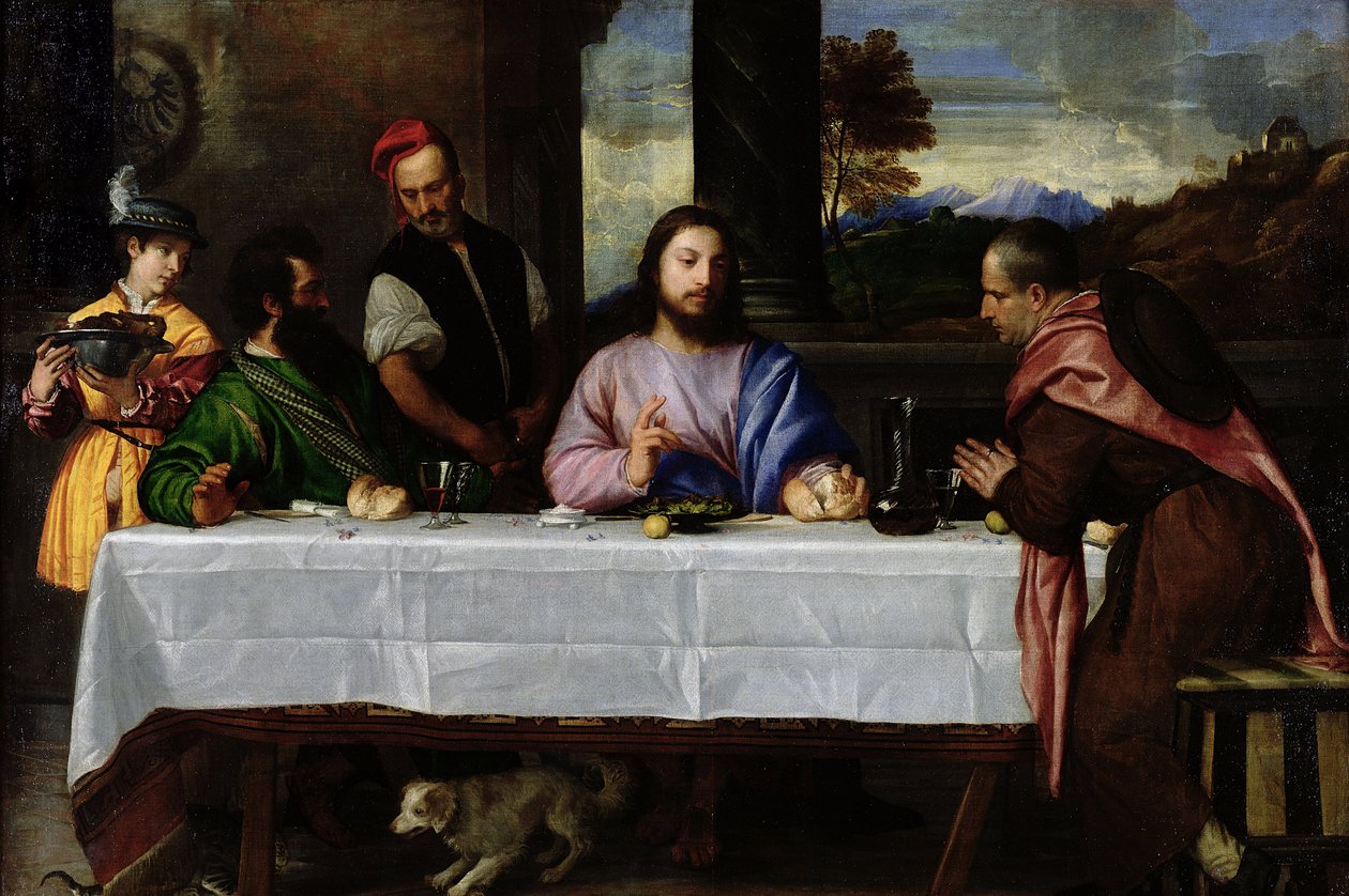 Nattverden i Emmaus, ca. 1535 av Tiziano Vecelli