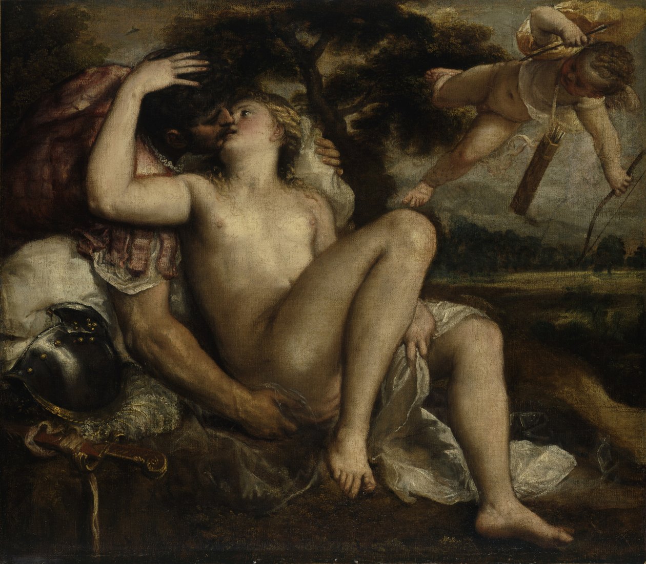 Mars, Venus og Amor, ca 1530 av Tiziano Vecelli
