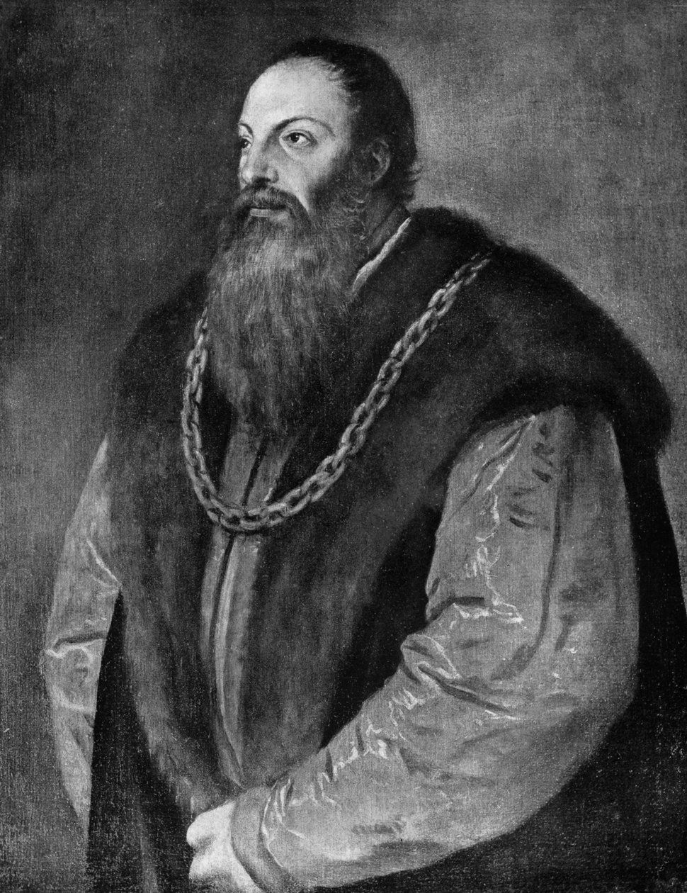 Pietro Aretino , italiensk forfatter, dramatiker, poet og satiriker, c1548-1551 1912. av Tiziano Vecelli