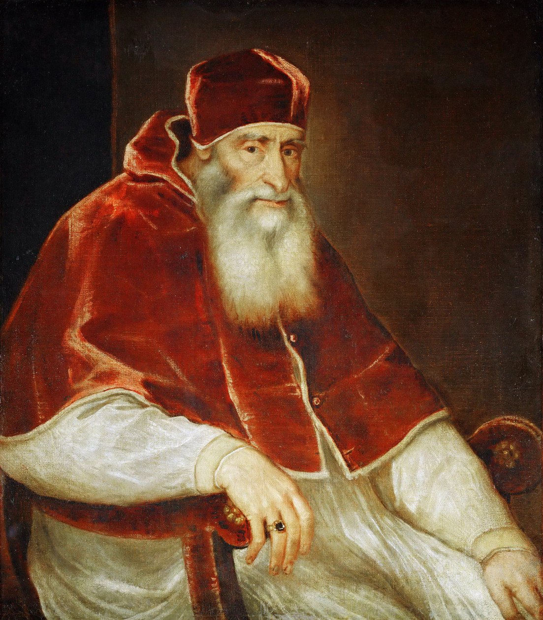 Portrett av pave Paul III Farnese, 1543 av Tiziano Vecelli