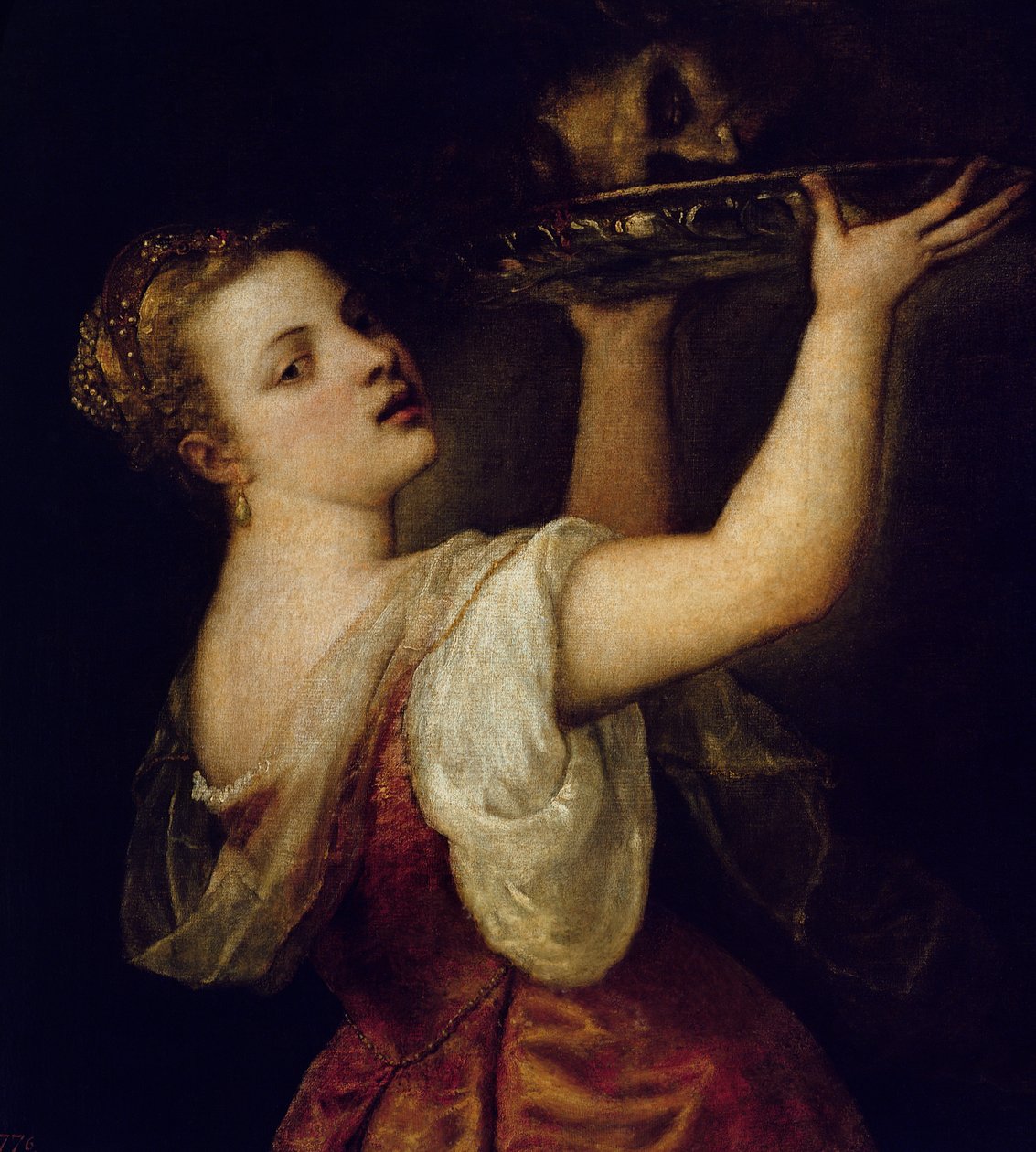 Salome bærer hodet til døperen Johannes, ca. 1549 av Tiziano Vecelli