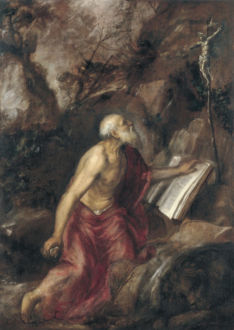 Den angrende Saint Hieronymus av Tiziano Vecelli