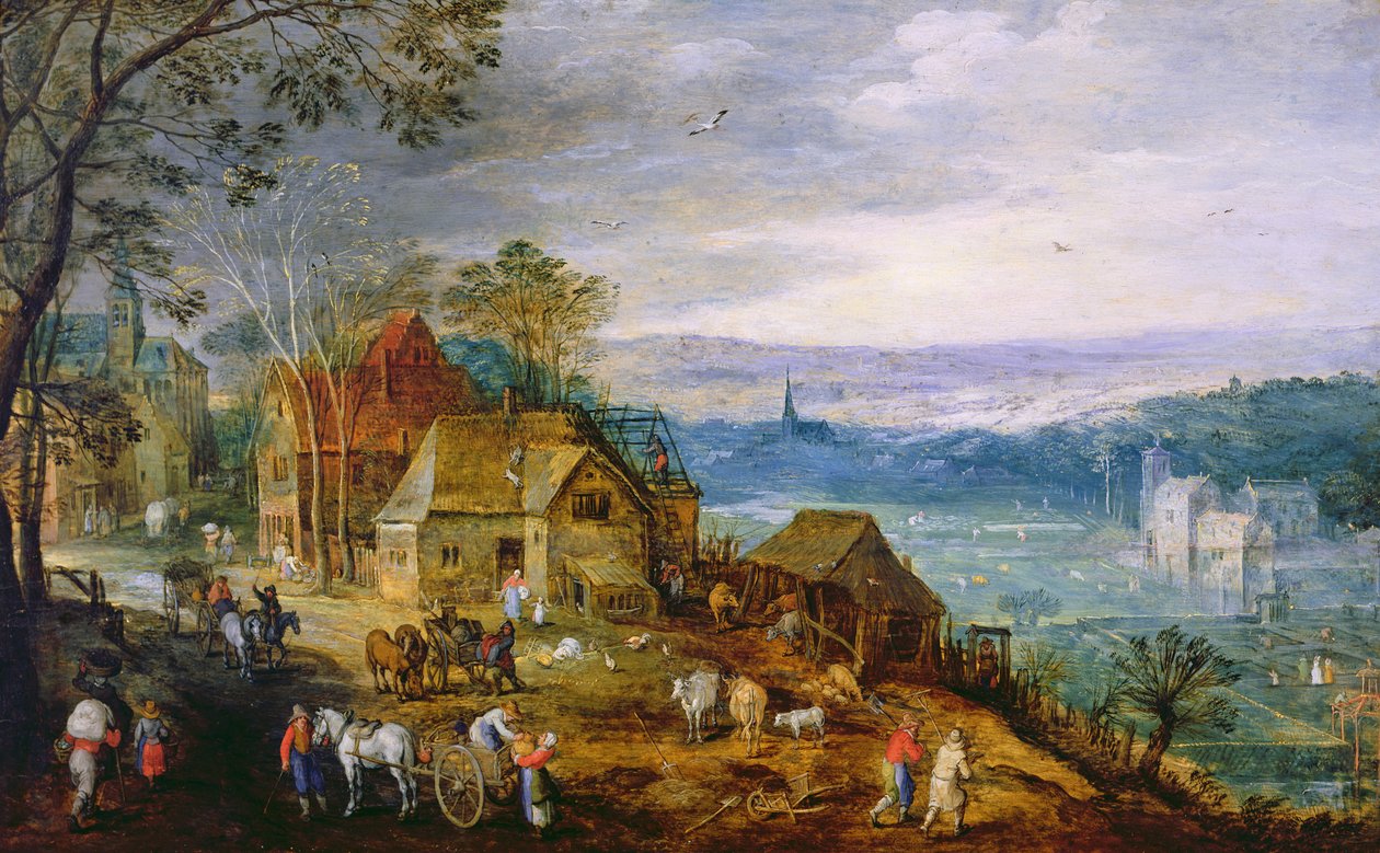 Landskapsscene av Tobias Verhaecht