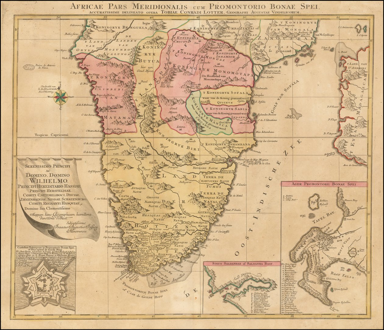 Kart over det sørlige Afrika fra 1778 av Tobias Conrad Lotter av Tobias Conrad Lotter
