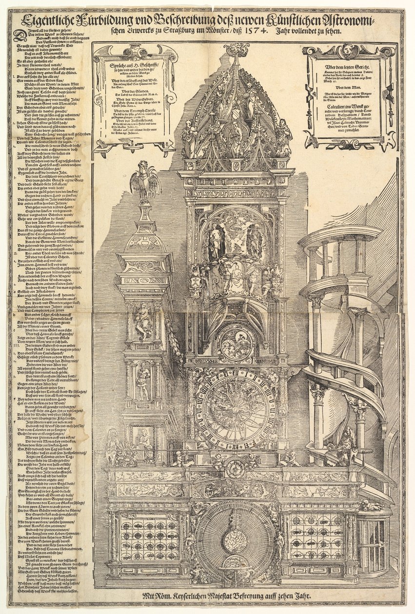Astronomisk klokke i katedralen i Strasbourg, 1574. av Tobias Stimmer