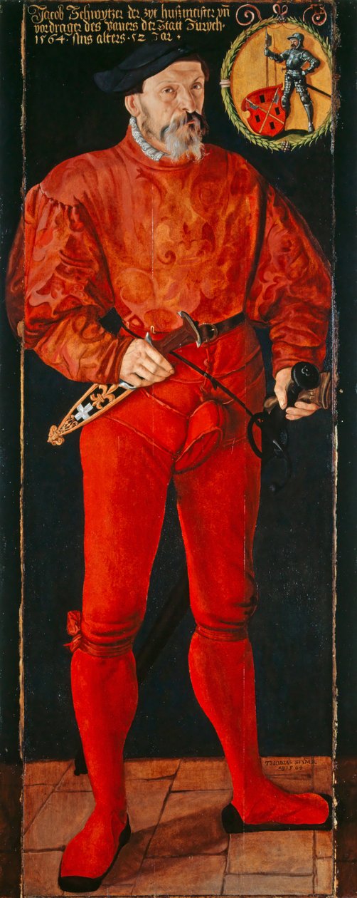 Portrett av Zürich-fanebæreren Jacob Schwytzer, 1564 av Tobias Stimmer