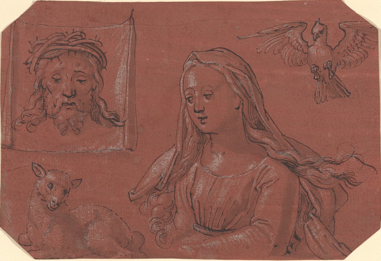 Studier av Sudarium og Saint Agnes av Tobias Stimmer