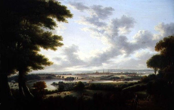 Southampton fra Bitterne (olje på lerret) av Tobias Young