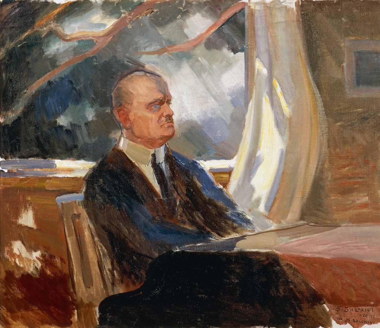 Portrett av den finske komponisten og fiolinisten Jean Sibelius (Hameenlinna av Toivo Santeri Salokivi