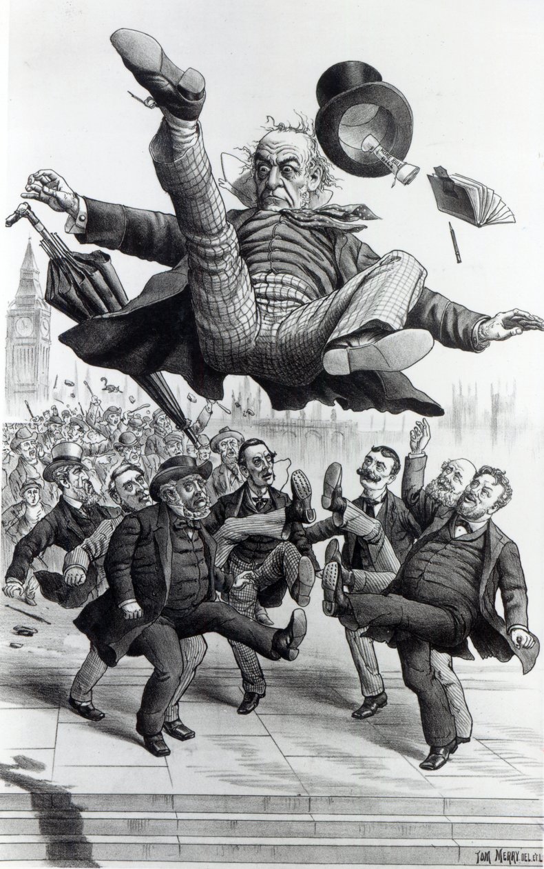 Gladstone blir sparket ut av parlamentet, ca. 1894 av Tom Merry