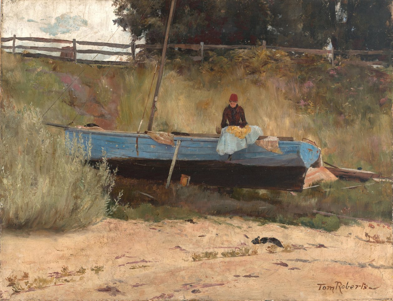 Båt på stranden, Queenscliff. av Tom Roberts