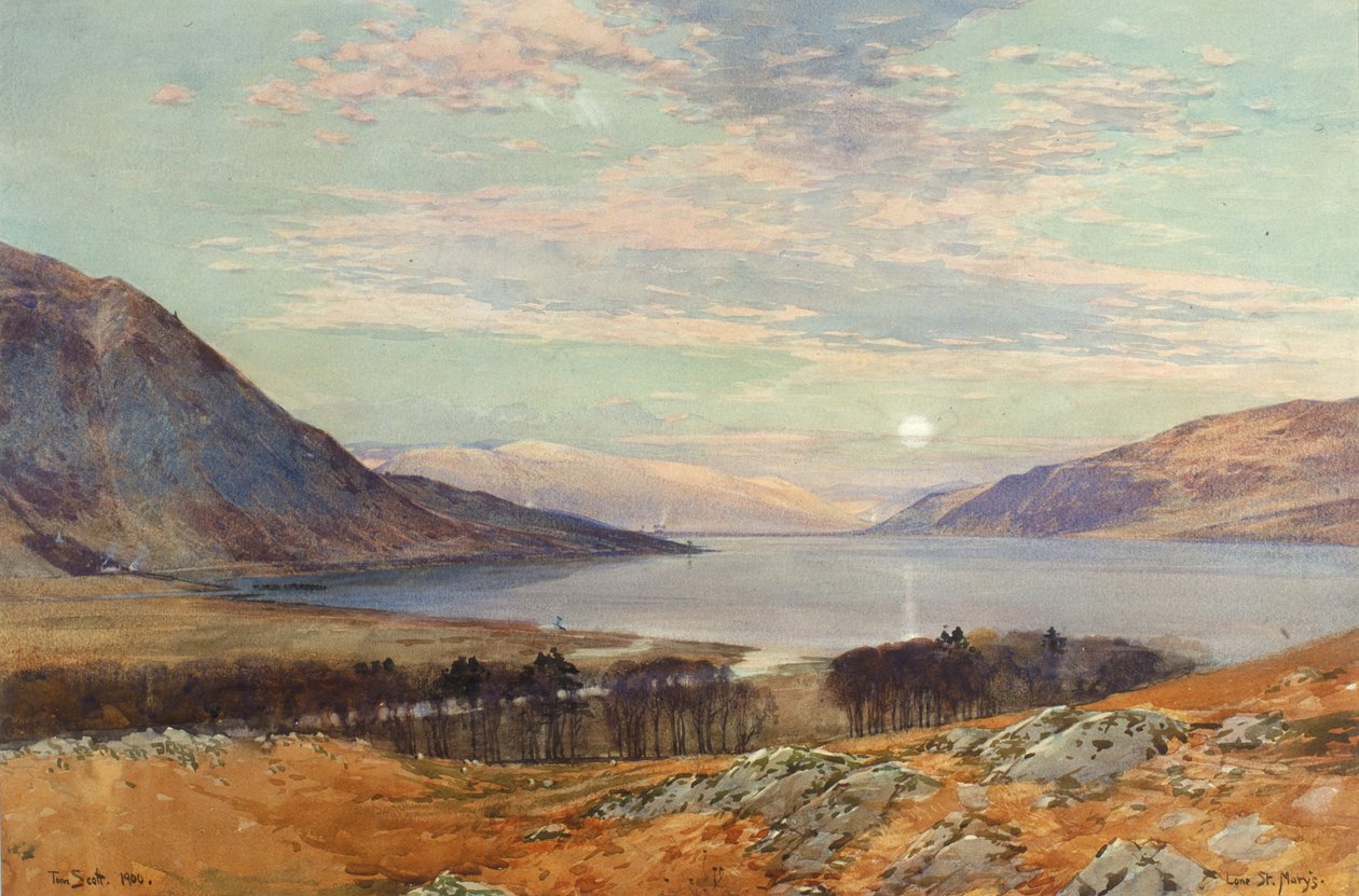 Lone, St Marys blyant og akvarell på papir av Tom Scott
