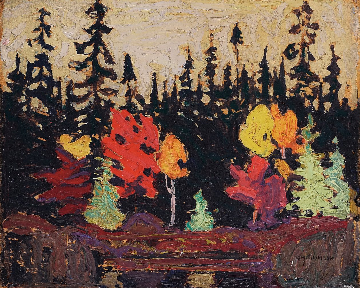 Svart gran og lønn av Tom Thomson