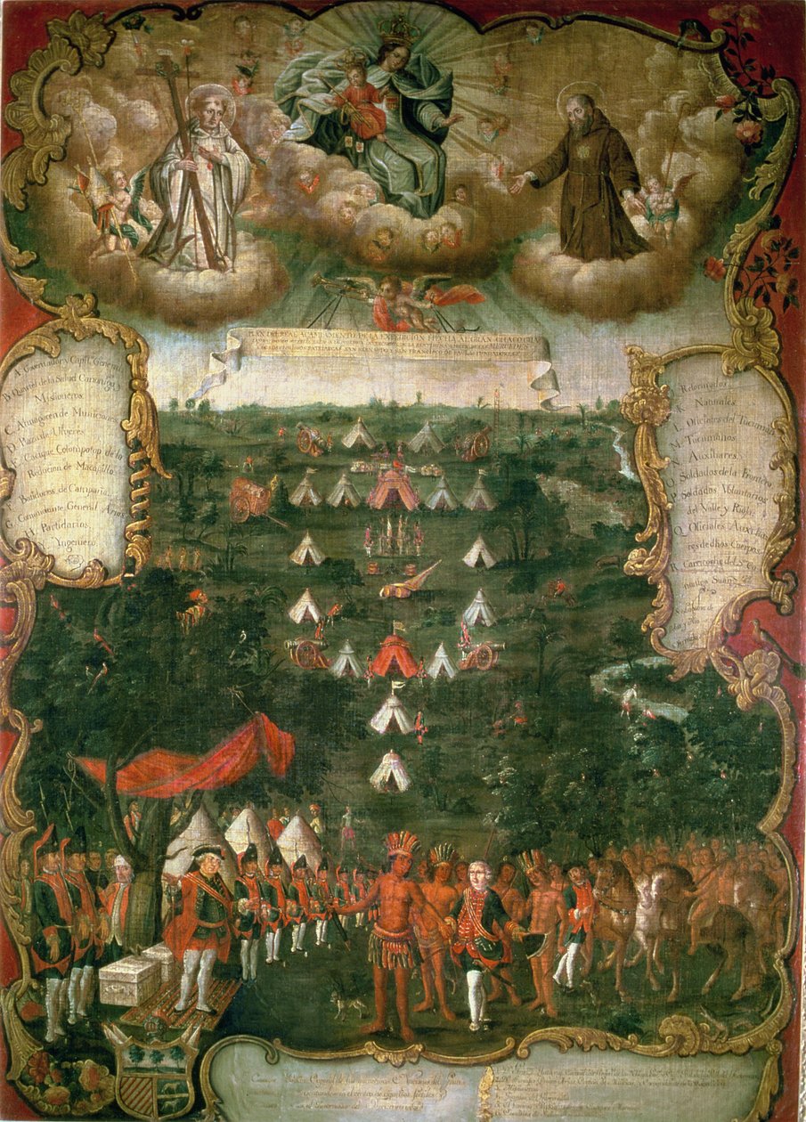 Militær leir av guvernør Jeronimo Matorras under Gran Chaco-kampanjen (olje på lerret) av Tomas Cabrera