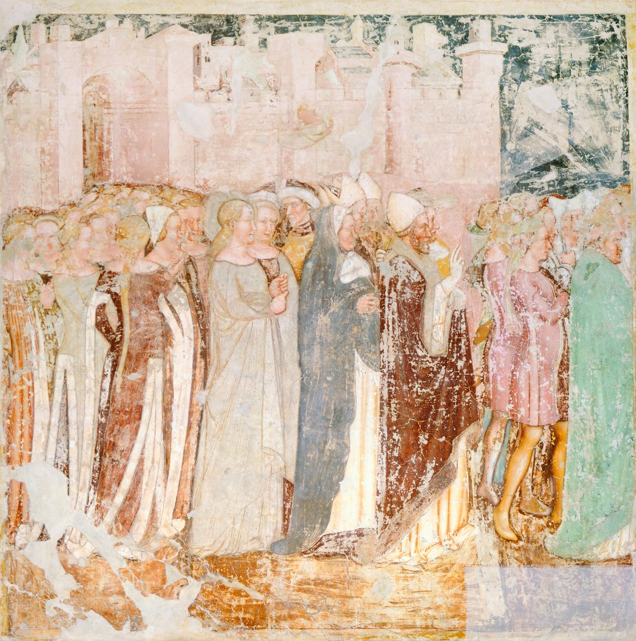 Avgang fra Roma, detalj fra Legend of St Ursula av Tommaso da Modena (1326-1379), fresco, detalj, Santa Caterina-kirken, Treviso av Tomaso da (late 15th century) Modena