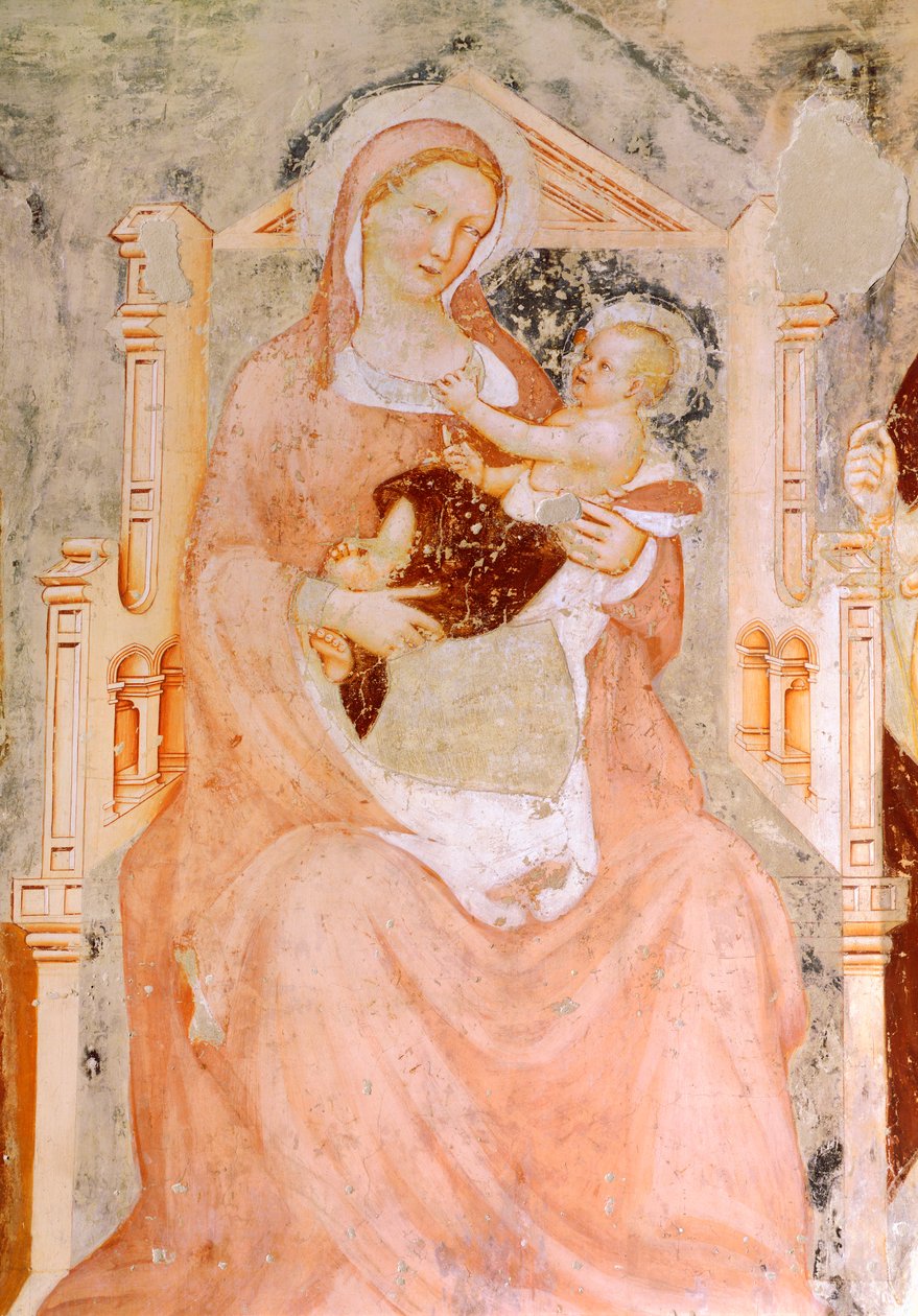 Madonna og barn, av Tommaso da Modena (1326-1379), freskomaleri, San Francesco-kirken, Treviso av Tomaso da (late 15th century) Modena