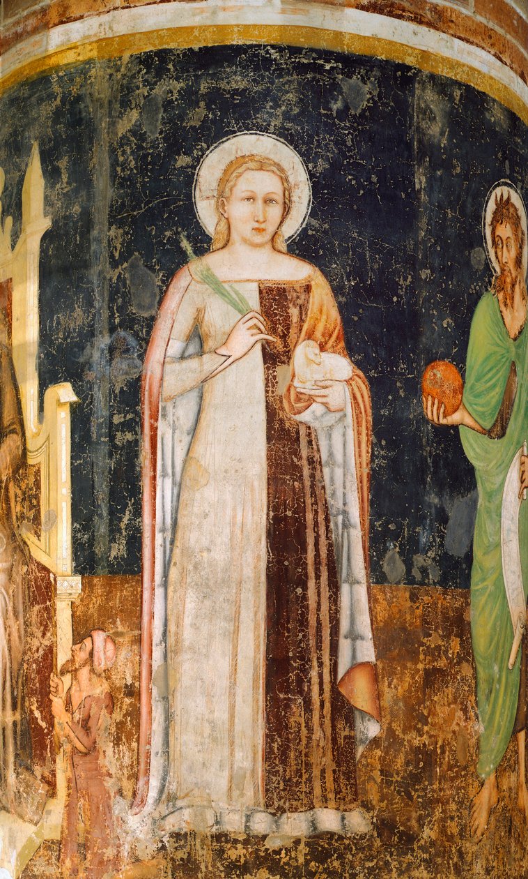 St Agnes av Tommaso da Modena (1326-1379), freskomaleri, San Nicolo-kirken, Treviso av Tomaso da (late 15th century) Modena