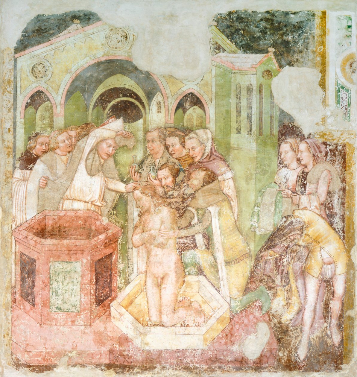 Dåpen til prinsen av England, detalj fra fresken Legend of St Ursula av Tomaso da (late 15th century) Modena