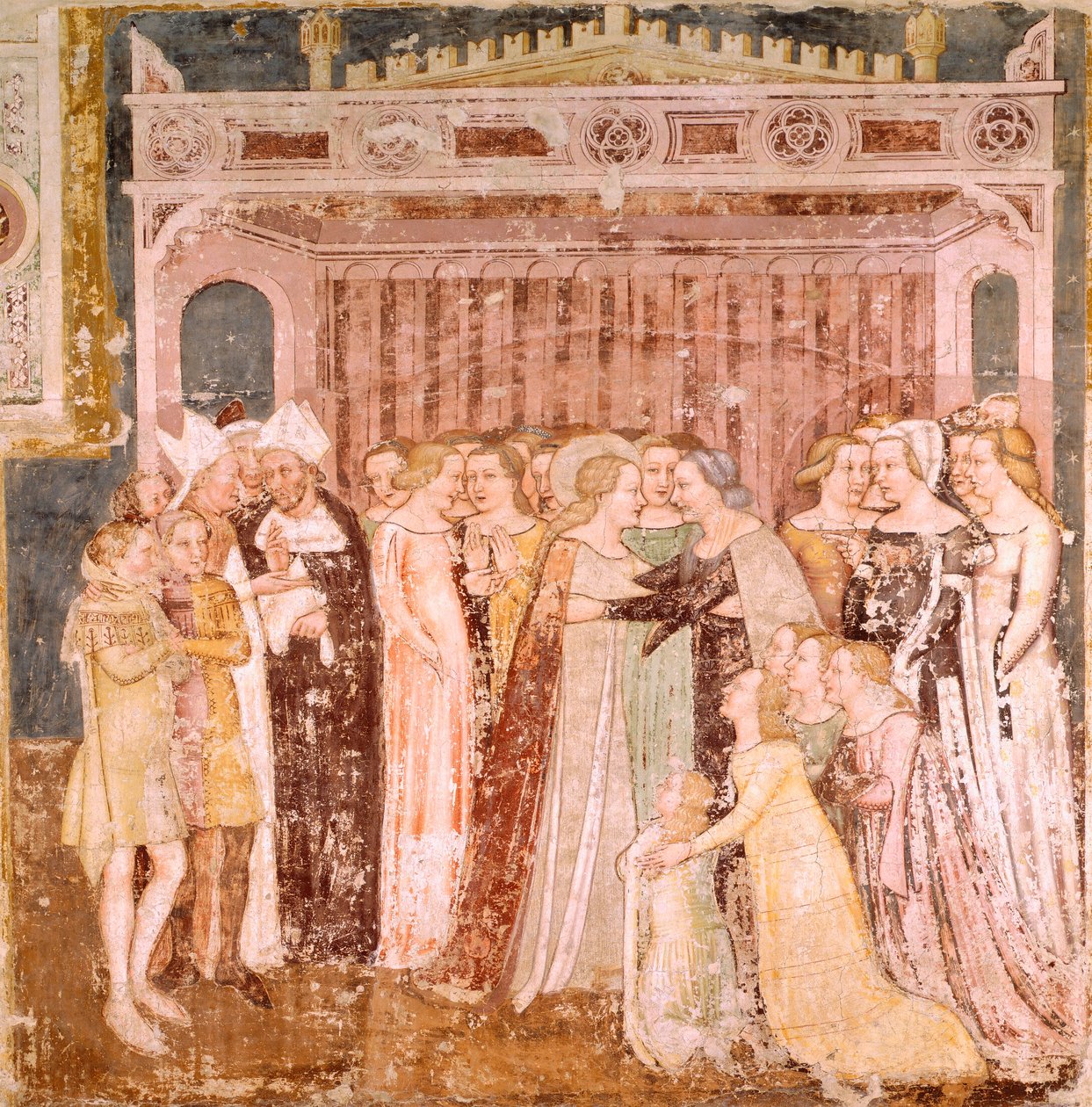 Avskjeden, detalj fra Legend of St Ursula av Tommaso da Modena (1326-1379), fresco, Church of Santa Caterina, Treviso av Tomaso da (late 15th century) Modena