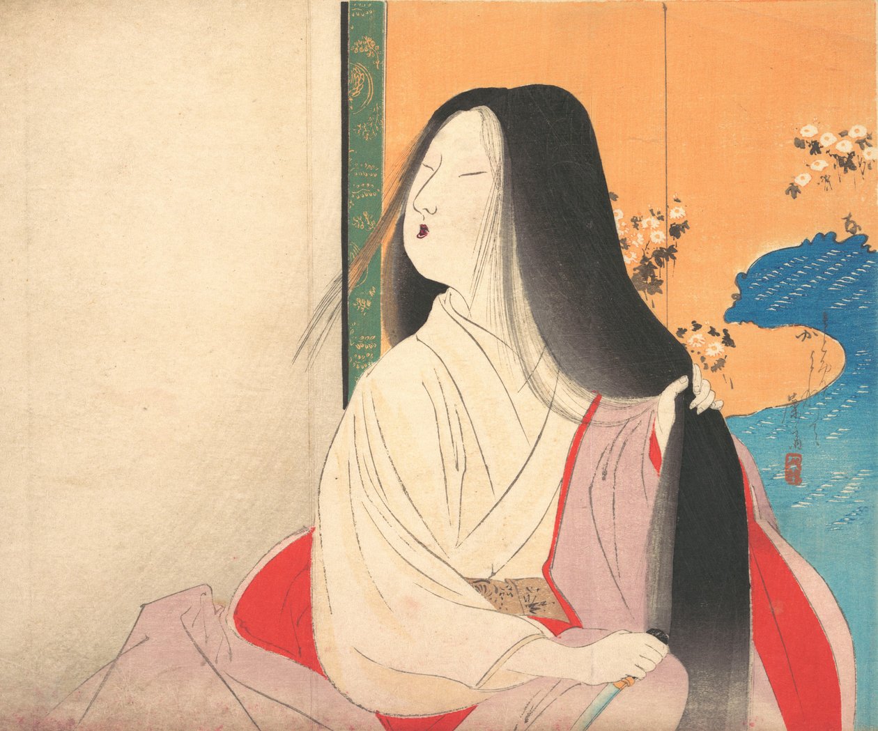 Lady Kesa fra kuchie frontispice av en roman, ca. 1906. av Tomioka Eisen