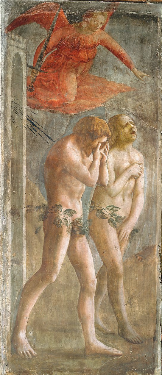 Adam og Eva forvist fra paradiset, ca. 1427 (forhåndsrestaurering) (se også 200134 og 30029) av Tommaso Masaccio