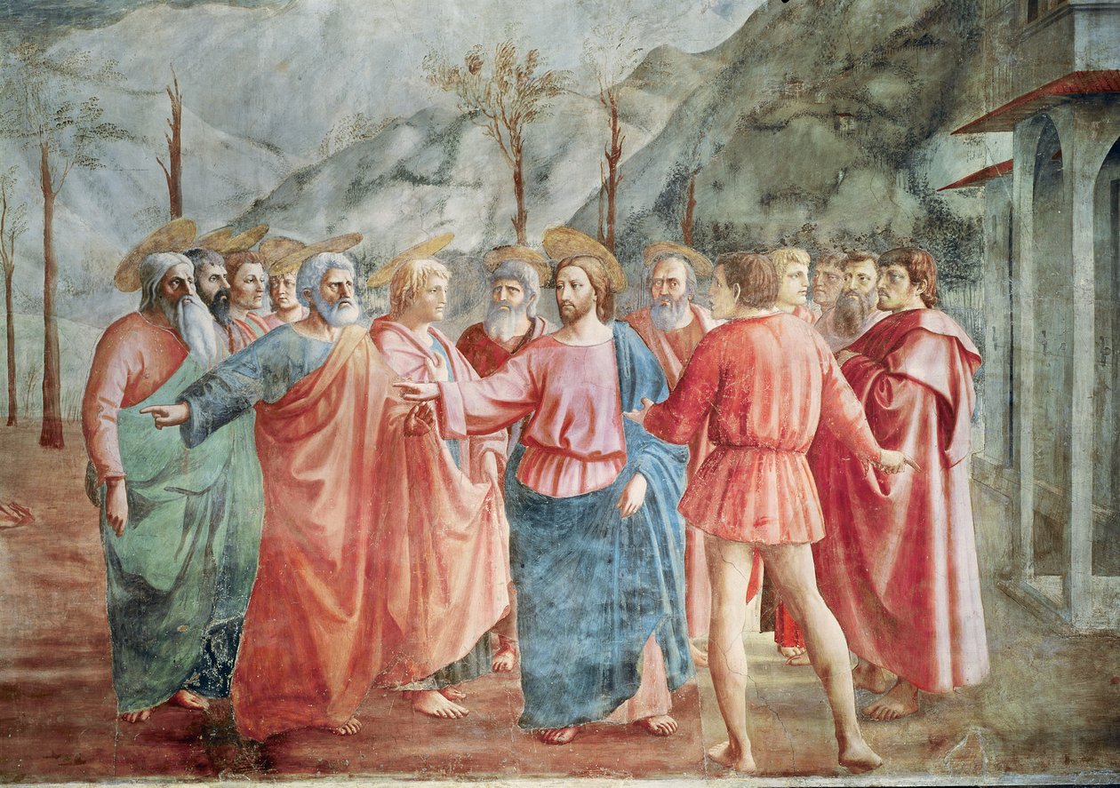 Detalj av Kristus og hans disipler, fra The Tribute Money, ca. 1427 (detalj av 31642) av Tommaso Masaccio