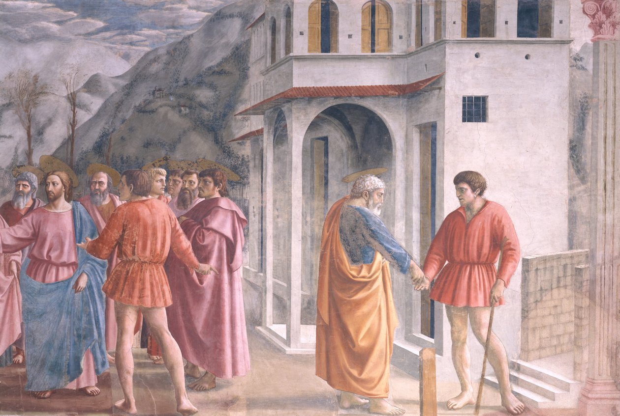 The Tribute Money, fra Brancacci-kapellet, ca. 1426 (detalj av 31642) av Tommaso Masaccio