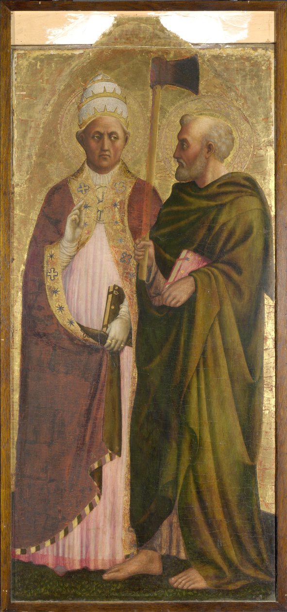 En pave (St. Gregory) og St. Matthias, ca. 1428-29 (tempera på panel) av Tommaso Masolino da Panicale