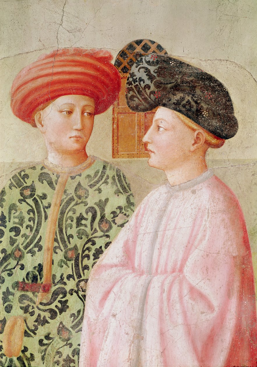 Detalj av skikkelsene bak St. Peter, fra oppreisningen av Tabitha, ca. 1427 av Tommaso Masolino da Panicale