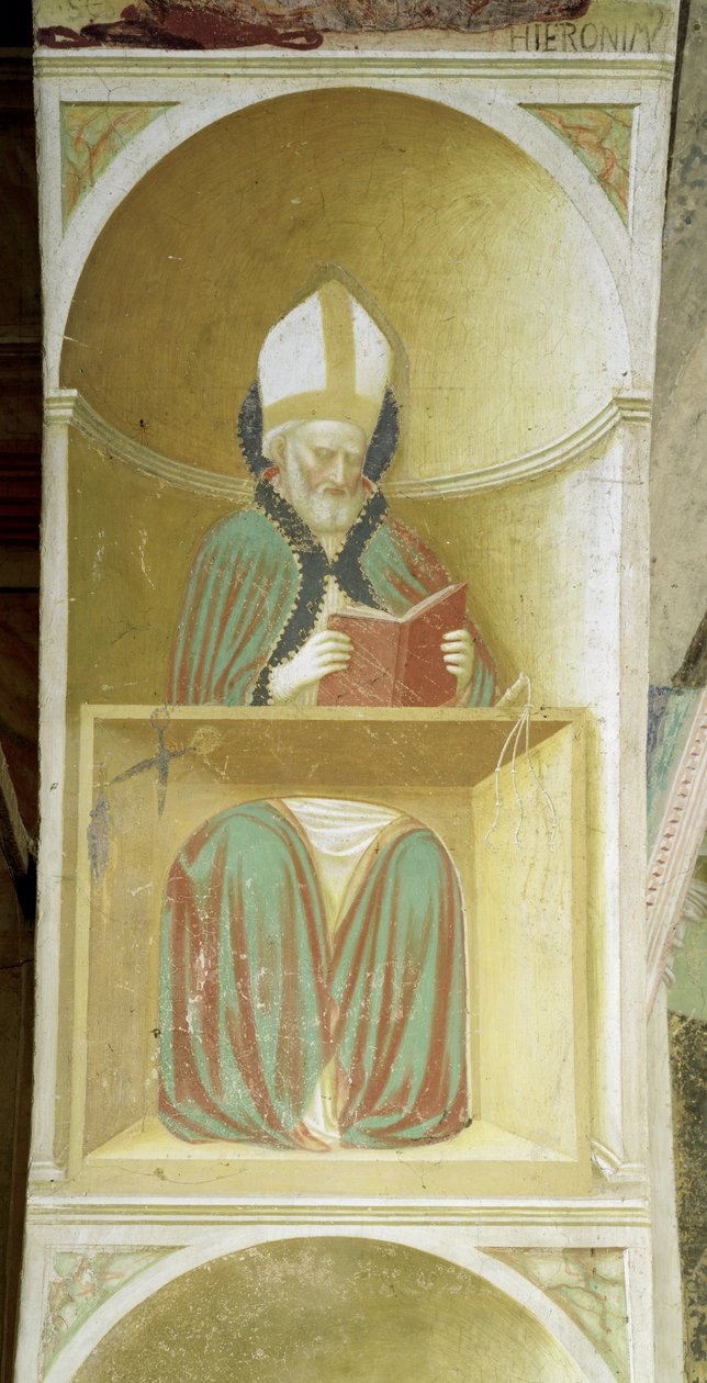 St. Ambrosius av Milano (ca. 340-397) fra intradosen til apsis av Tommaso Masolino da Panicale