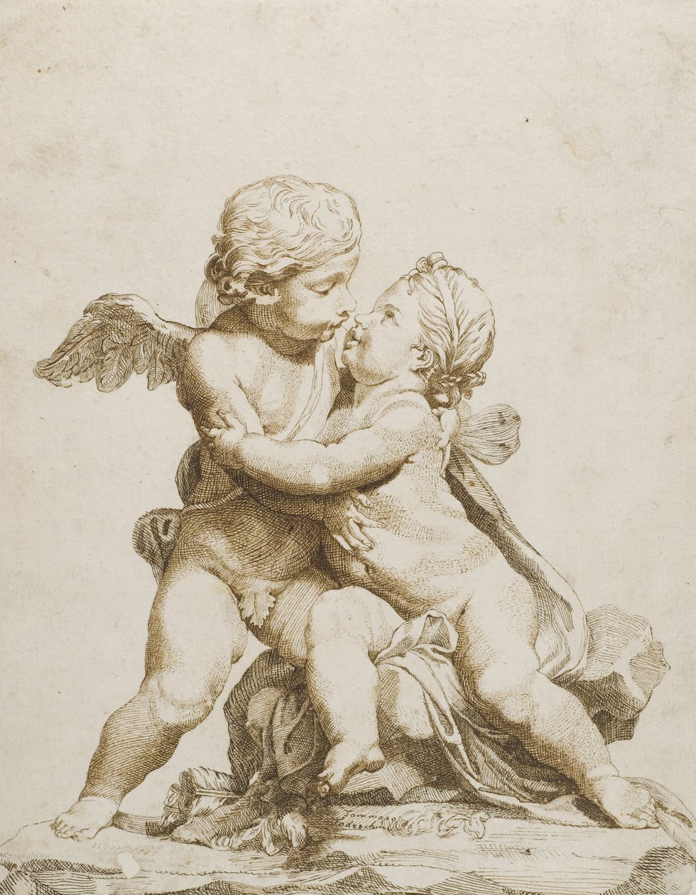 Two Cupids Kissing av Tommaso Todeschini