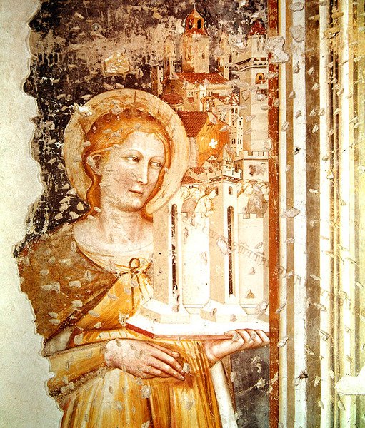Detalj av St. Katarina av Siena av Tommaso da Modena Tommaso da Modena