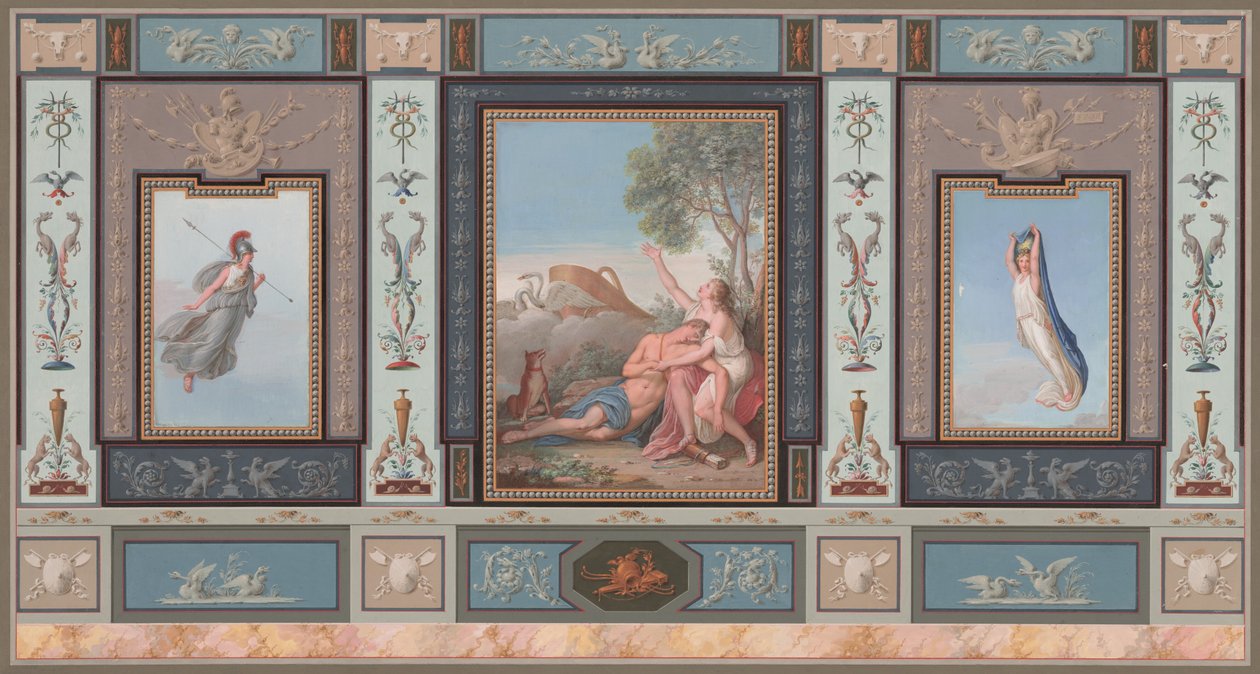 Forseggjort veggdekorasjoner med Venus og Adonis av Tommaso Bigatti