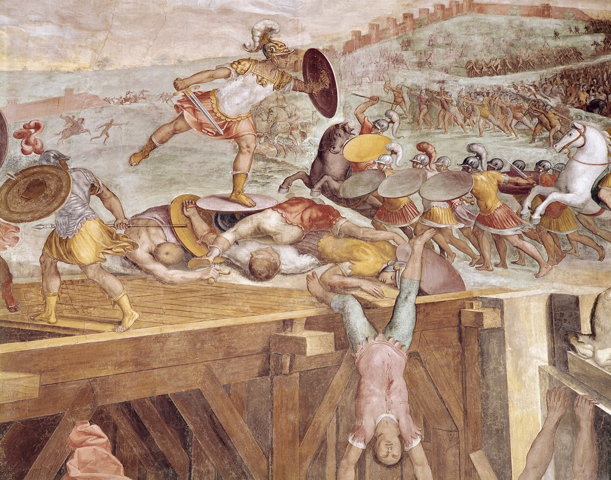 Horatius Cocles på Sublician Bridge (veggmaleri) av Tommaso Laureti
