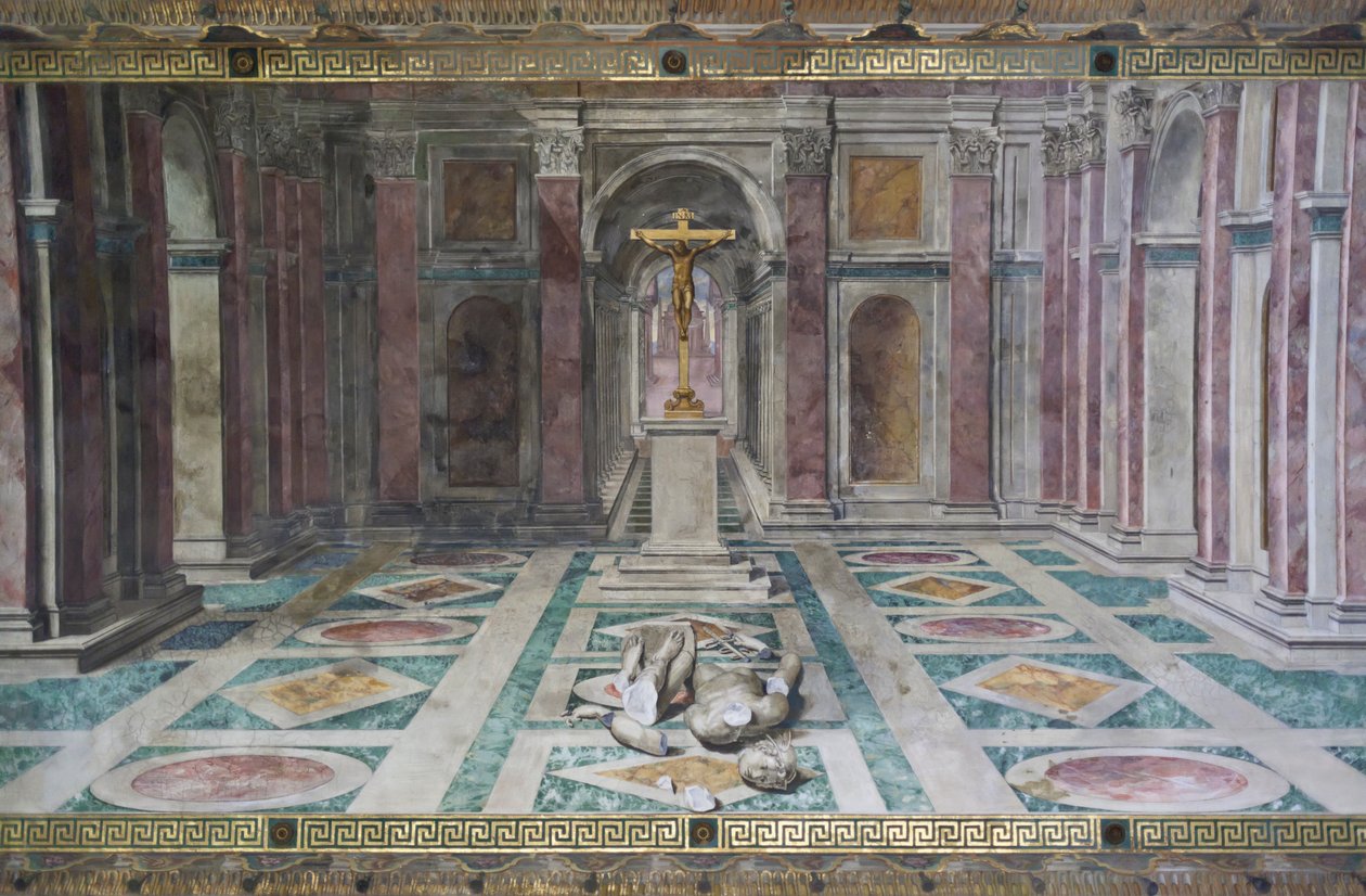 The Triumph of Christianity, in the Room of Constantine, Raphael Rooms, ca. 1585 (fresco) av Tommaso Laureti