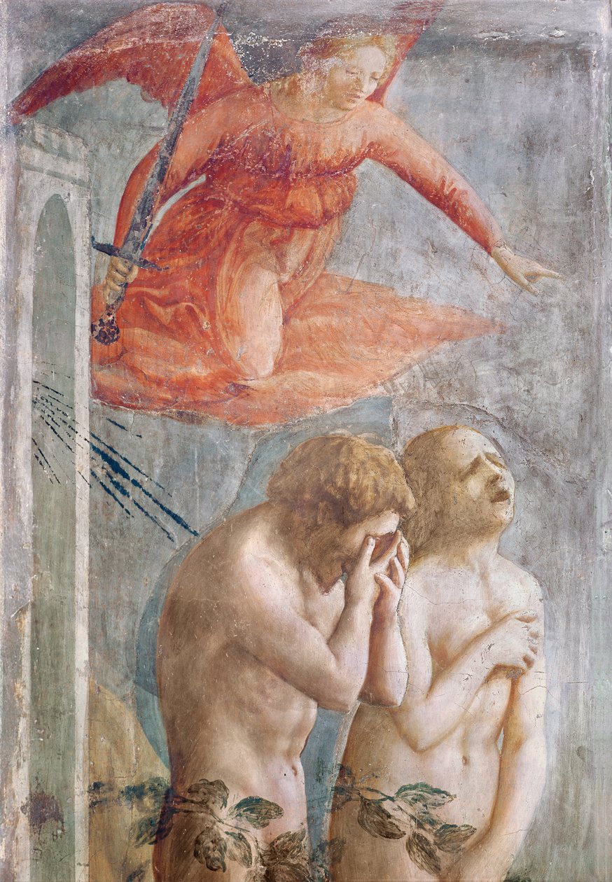 Detalj av Adam og Eva forvist fra paradis, ca. 1427 (fresco) (detalj av 30029) av Tommaso Masaccio