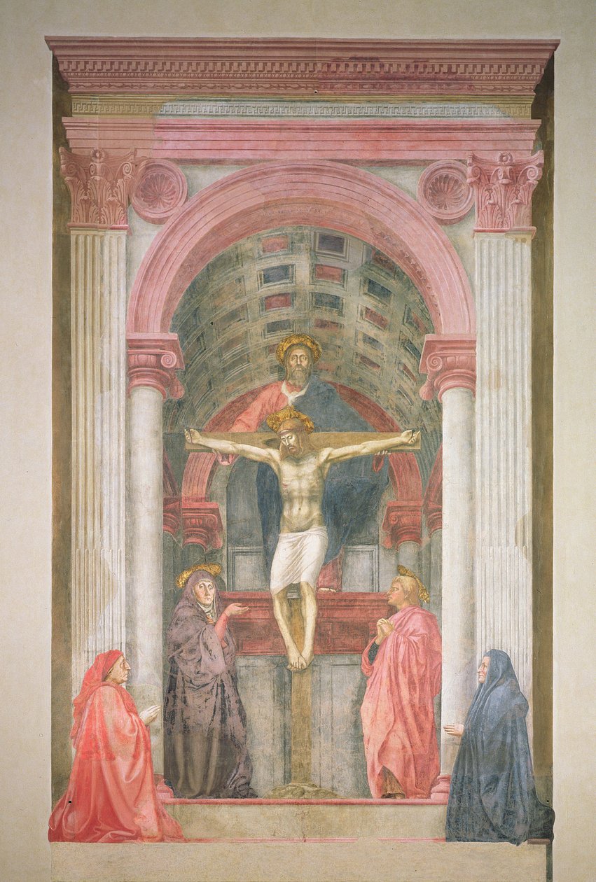 The Trinity, 1427-28 (etter restaurering) (detalj) av Tommaso Masaccio