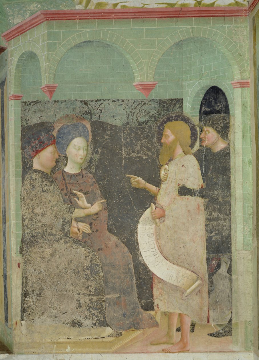 Døperen Johannes skjeller ut Herodes og Herodias for deres utroskap, 1435 av Tommaso Masolino da Panicale