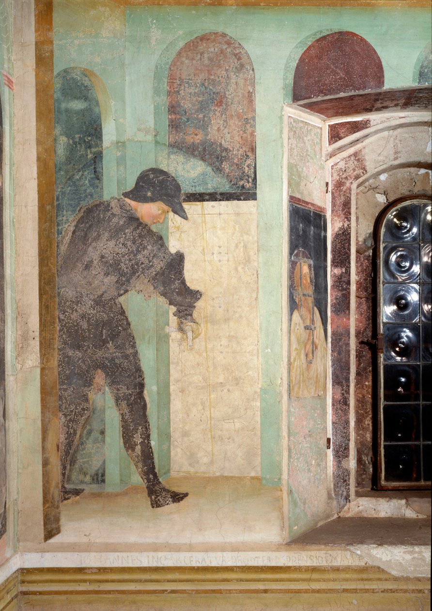 Livet til døperen Johannes: en vakt - Fresco av Tommaso Masolino da Panicale