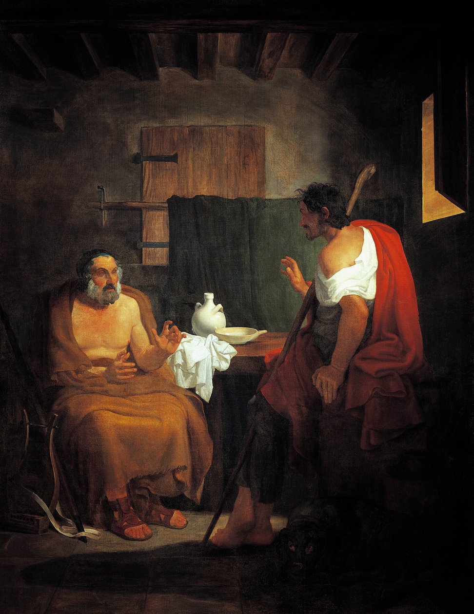 Blind Homer (ca. 8.-7. århundre f.Kr.) i huset til gjeteren Glauco av Tommaso Minardi