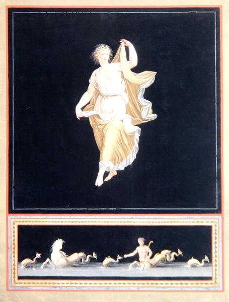 Kopi av et pompeiansk allegorisk maleri, et panoramisk tapetdesign, ca 1790 av Tommaso Piroli