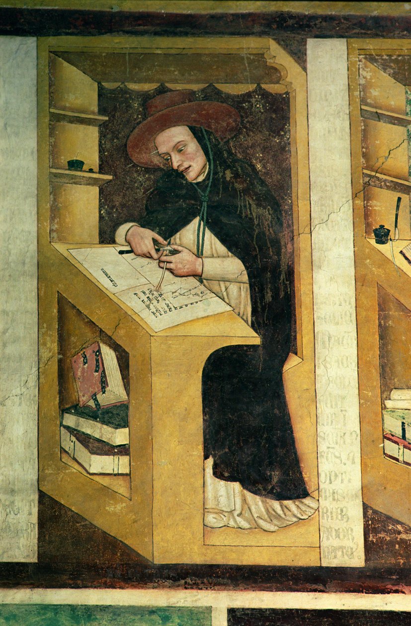 Dominikansk munk ved skrivebordet hans, fra syklusen til "Forty Illustrious Members of the Dominican Order", i kapittelhuset, 1342 av Tommaso da Modena