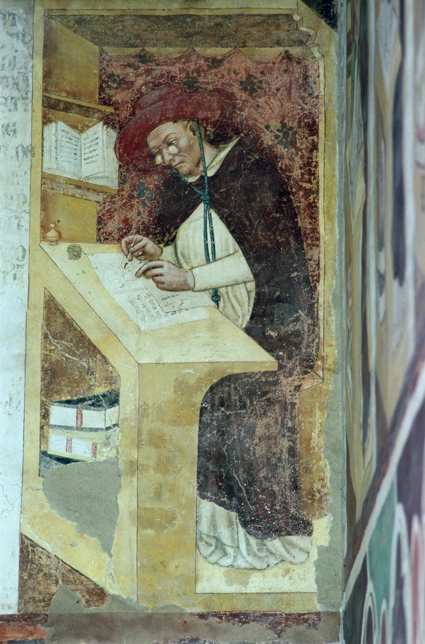 Hugues de Provence ved skrivebordet hans, fra syklusen til "Førti illustere medlemmer av den dominikanske orden" i kapittelhuset 1342 av Tommaso da Modena