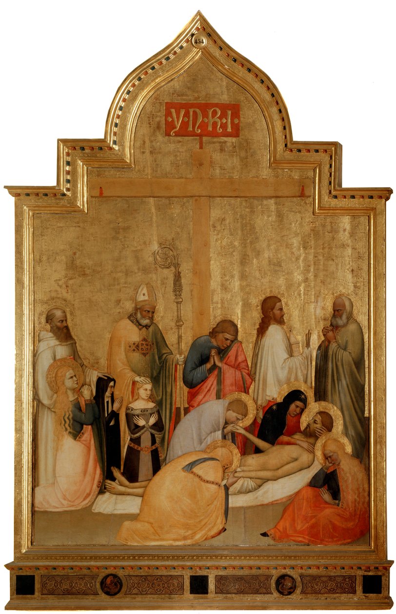 Pieta med helgen Remigius og helgen Benedikt (tempera på tre, ca. 1365) av Tommaso di Stefano Giottino