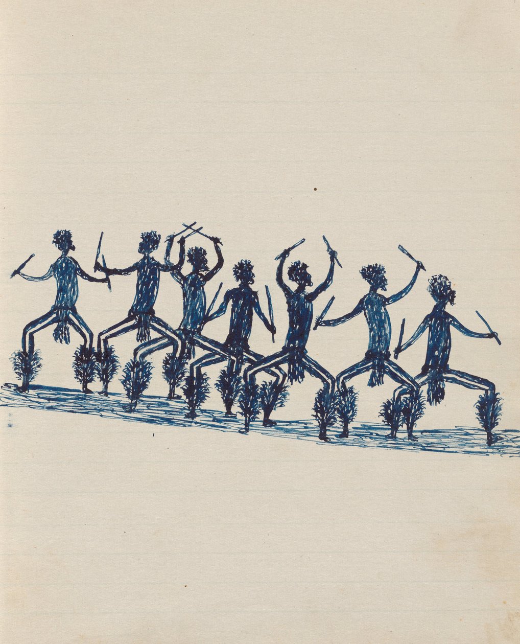 Kwat Kwat -mennesker - (Corroboree) Skissebok hovedsakelig av aktiviteter fra urfolk og hvite av Tommy McRae