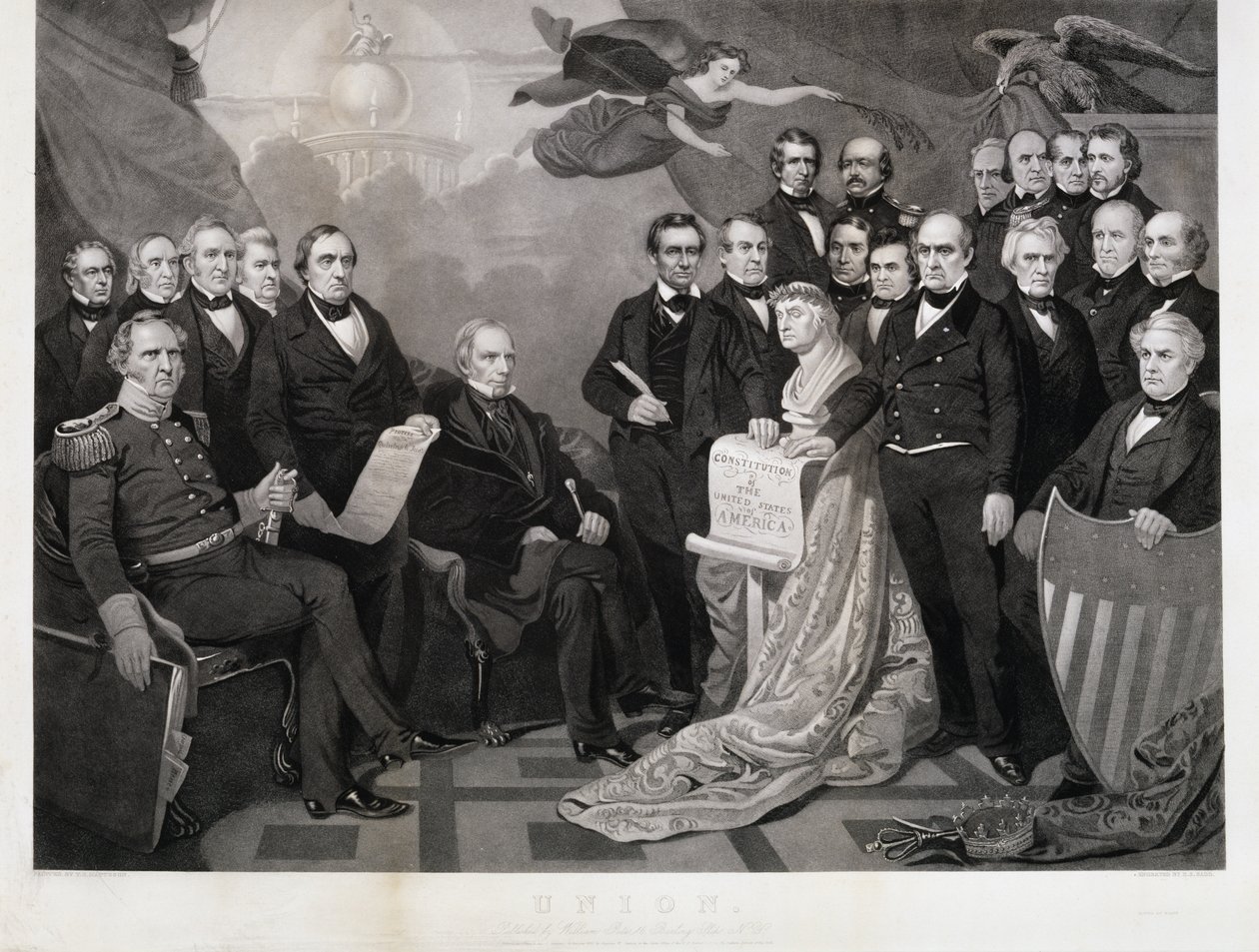 Union, c. 1861 (gravering på vevd papir) av Tompkins Harrison (after) Matteson