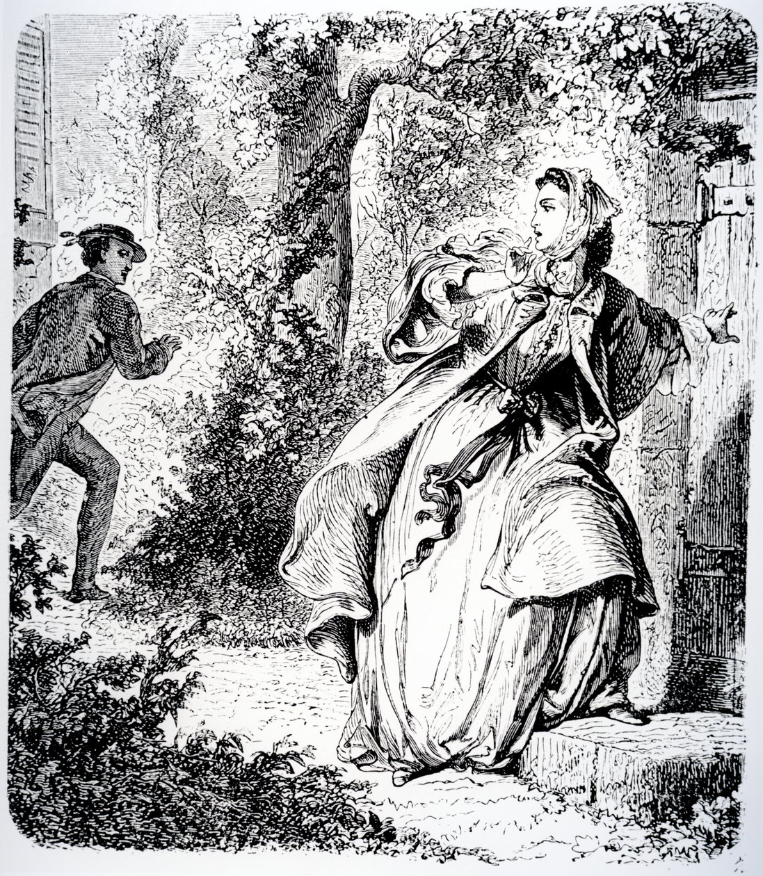 Illustrasjon fra "Little Fadette" av George Sand, 1833 av Tony Johannot