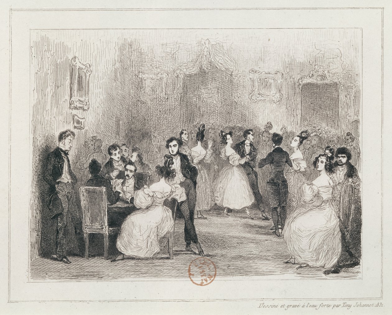 Soiree of the Artists, 1831 av Tony Johannot
